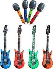 8PCS Inflatable Guitars Microphones Blow Up Rock Star Costume Fancy Dress Party