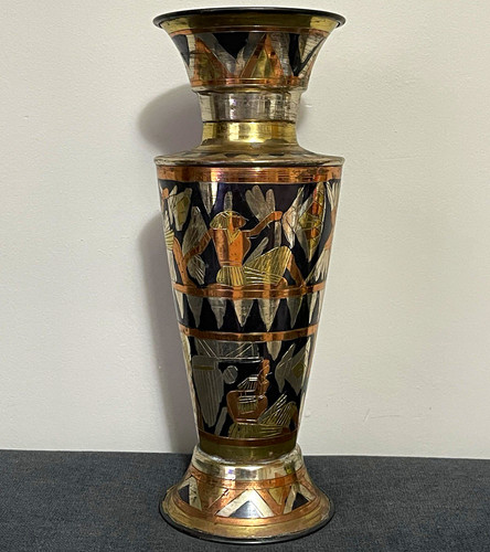 Egyptian style brass vase urn - egyptian-style,