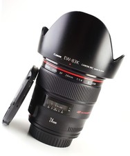 Canon EF 24mm F1.4 L II USM Wide Angle Prime Lens Front & Rear Caps & Hood