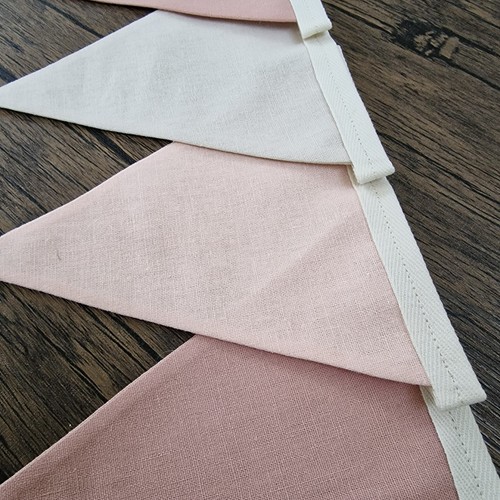 Pink linen nursery bunting - pink,