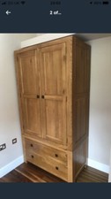 Solid Oak - Oak Furniture Land - ORIGINAL Rustic Collection Double Wardrobe