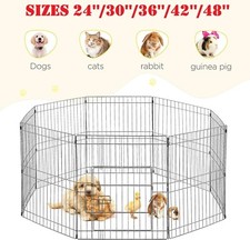 Dog Pet Pen 8 Panel Metal Puppy Play Pen Run Cage Fence Enclosure Indoor Outdoor