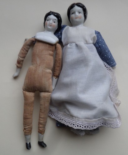 Two old china dolls - dolls, house