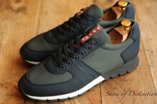 Prada Blue Green Canvas Trainers Sneakers Shoes Men's UK 11.5 US 12.5 EU 45.5
