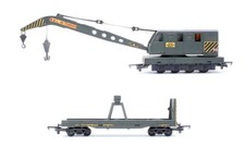 LIMA 'OO' GAUGE GREEN LARGE 76T BREAKDOWN CRANE & WAGON *WEATHERED/REPAINTED