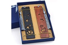 2x Carved Wooden Bookmark - Natural Handmade Bookmarks Bookmark Set Wooden Book