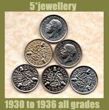50% silver 3d Pence coins