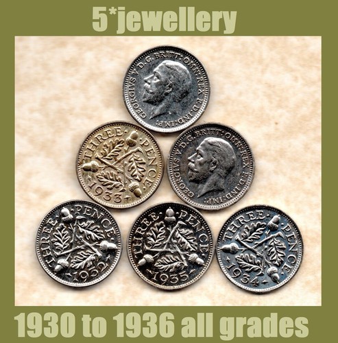 Silver pence coins - 50%, 3d