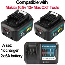 2x10.8V 12V Max CXT 6.0Ah Li-Ion battery for Makita BL1040 BL1020 BL1015 Charger