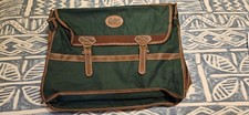 Faux leather travel/weekender bag with handle, green and brown fabric, large zip