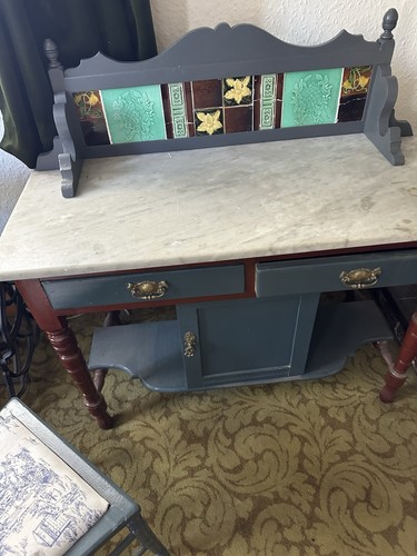 Antique tiled washstand - antique,