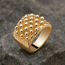Men's 5 Row Heavy Keeper Ring 18ct Gold on Solid Sterling Silver Size S - Z+3