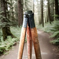 Victorian Theodolite Tripod English Wood Ideal Support Lamp Stand 153cm Approx