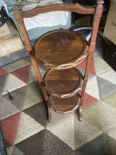 Vintage Wooden Folding Cake Stand Antique  Old 3 Tier Wood Plants Cakes