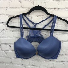 Victorias Secret Bra Womens 38D Balconette Underwired Push Up Blue