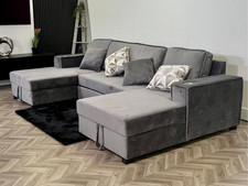 Zara Large Grey Velvet Corner