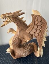 Hand Carved Wooden Dragon Statue/ Ornament 