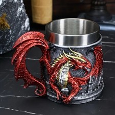 Dragon Mug 450ml Red Stein Tankard Mug Mythical Beer Fantasy Drinking