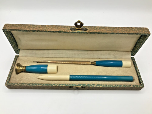 Vintage boxed desk - set, wax