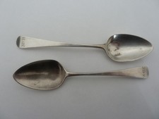 Pair George III silver teaspoons, London 1812, 25 grams (makers mark rubbed)