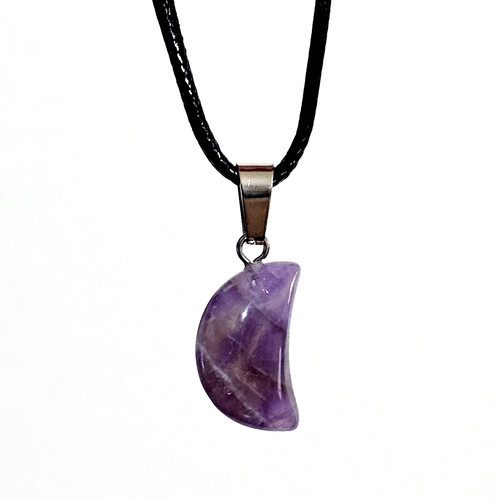 Amethyst moon pendant cord - amethyst,