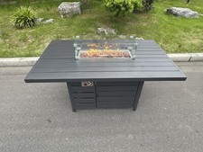 Fimous Aluminum Gas Fire Pit Dining Table Gas Heater Garden Furniture Dark Grey