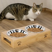 Double Pet Bowls & Bamboo