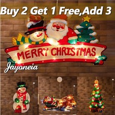 Christmas Window Hanging LED Lights Xmas Ornament Suction Cup Battery Home Party
