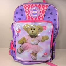 Build-A-Bear 2005 Vintage Purple & Pink Backpack Ballerina Bear School Bag