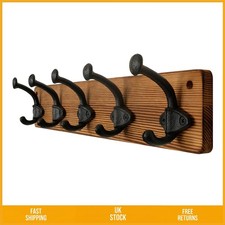 Rustic 5 Cast Iron Hooks Wall