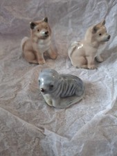 Wade Porcelain Small Whimsical Husky Pups And Seal Pup 1950s