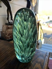Large Victorian Green Glass Dump Paperweight. Very Good Condition