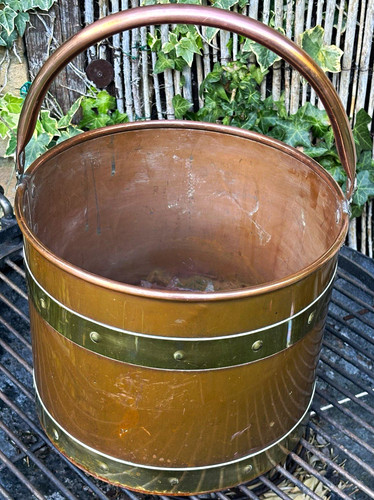 Antique copper brass log - &,