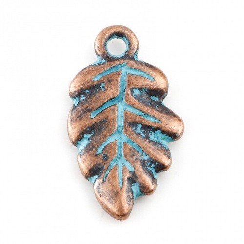 Antique copper leaf charms - copper,