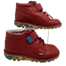 Lego Kickers red leather ankle boots shoes size UK 2 kids