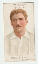 Will's 1901 Cricketers Mr C B Fry Sussex and England (Plain Background) - rare