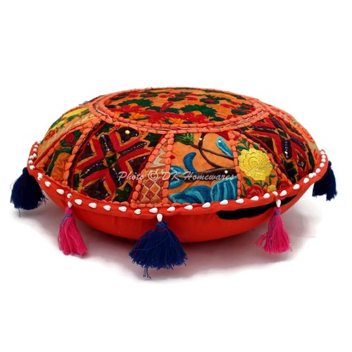 Round dog pillow orange - 18, in