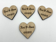 Wooden personalised Love Heart Table Decorations Wedding favours, Christmas