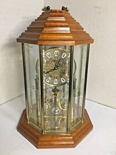 VINTAGE BENCHMARK 8-SIDED OCTAGON ANNIVERSARY CLOCK BEVELED GLASS ETCHED PANELS