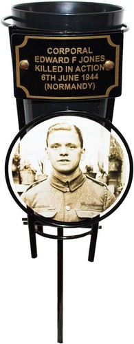 Black personalised grave vase - black,