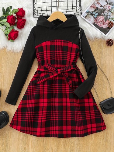 Girl winter hooded plaid - girl's,