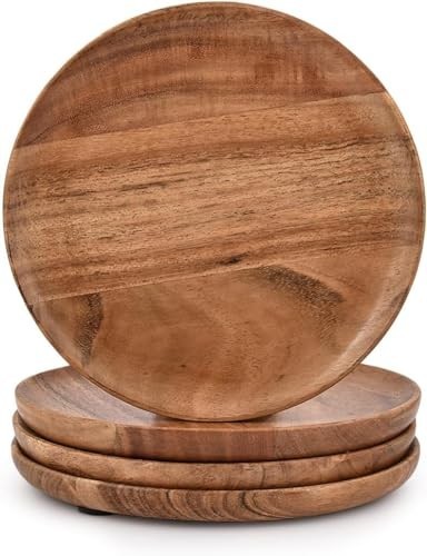 Acacia wood dinner plates set - wood,