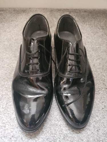 Men black shiny smart shoes - smart,