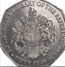 Gibraltar ?? Coin 50p Pence 2017 Comm Aniversary Of Referendum UNC From Bags