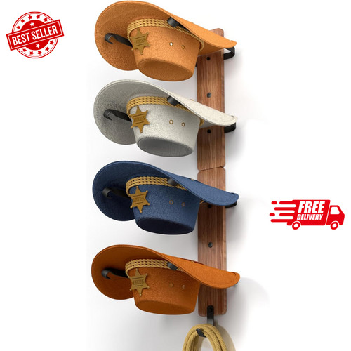Wall mounted cowboy - hat, rack