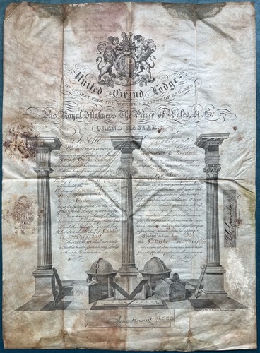 1874 masonic certificate - 1874,