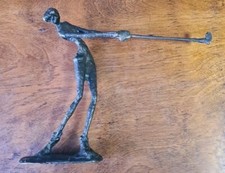  GOLFER BRONZE SCULPTURE “ TEE SHOT” , Style of Giacometti.  8” Tall  BRUTALIST
