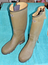 MENS LE CHAMEAU CHASSEUR LEATHER LINED TALL WELLINGTONS NOVA GAITORS & CARRY BAG