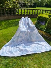 Single Long Tuileries Curtain French White Blue Toile de Jouy Chateau Vintage