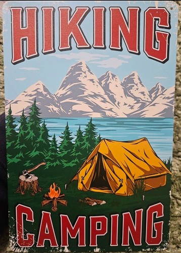 Metal sign hiking camping - metal,